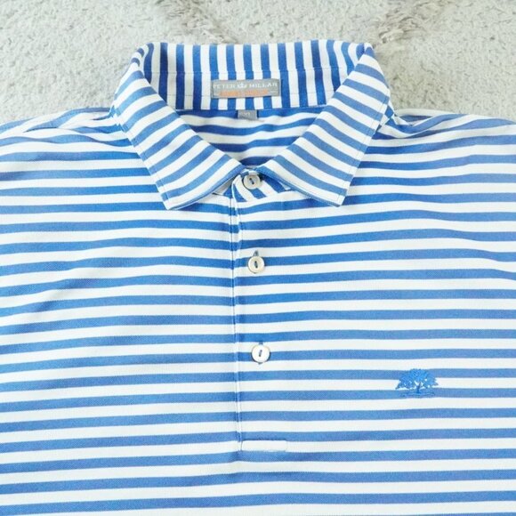 Peter Millar Summer Comfort Polo Shirt Mens Extra Large Striped Blue Golfer - Picture 2 of 10